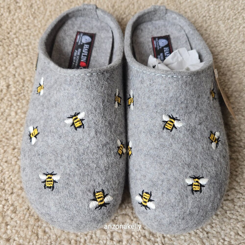 NIB Haflinger Wool Slippers Bumblebees Bees Api Size 37 - Picture 2 of 10